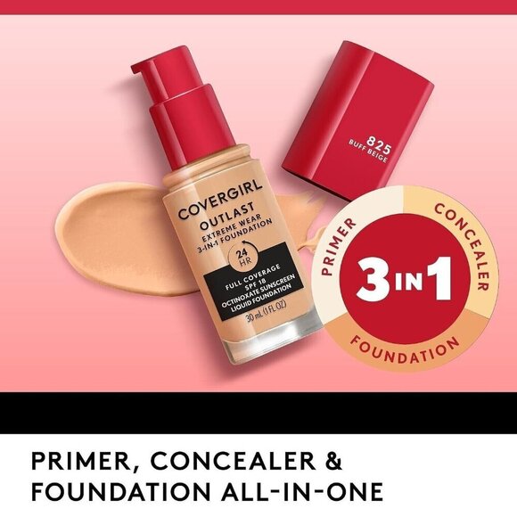 COVERGIRL Outlast Extreme Wear 3-in-1 Foundation #870 Toasted Almond  1 Fl Oz - Picture 6 of 6